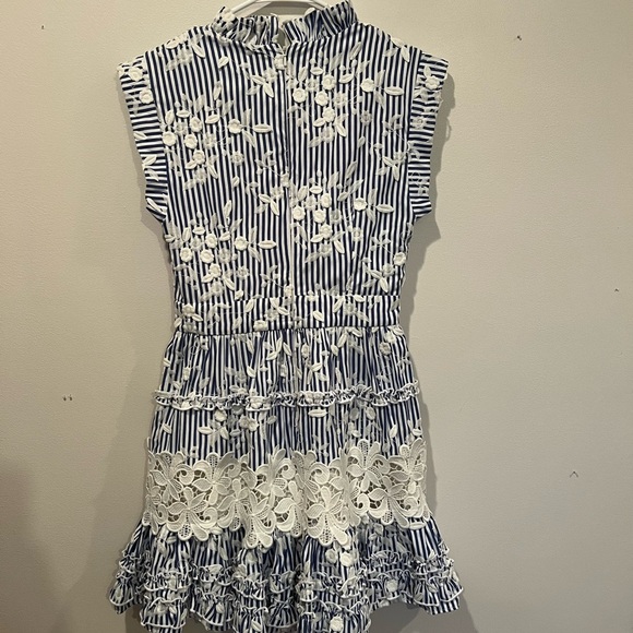 Alexis Olya Striped Embroidered Mini Dress Blue/White Size Small - Picture 4 of 6